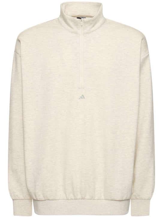 adidas Originals: Sweatshirt mit halbem Zipper "Basketball“ - Beige - men_0 | Luisa Via Roma