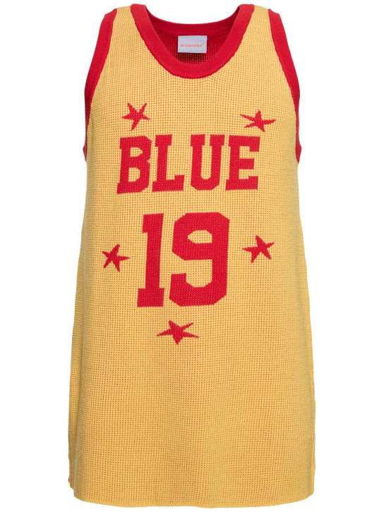 Bluemarble: Jacquard knit basketball tank top - Yellow/Red - men_0 | Luisa Via Roma