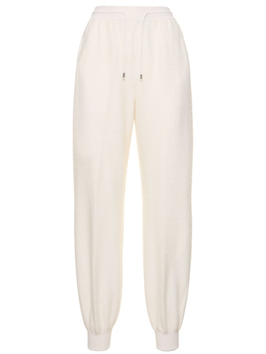 Loro Piana: Fuji cashmere & silk midrise sweatpants - Beyaz - women_0 | Luisa Via Roma