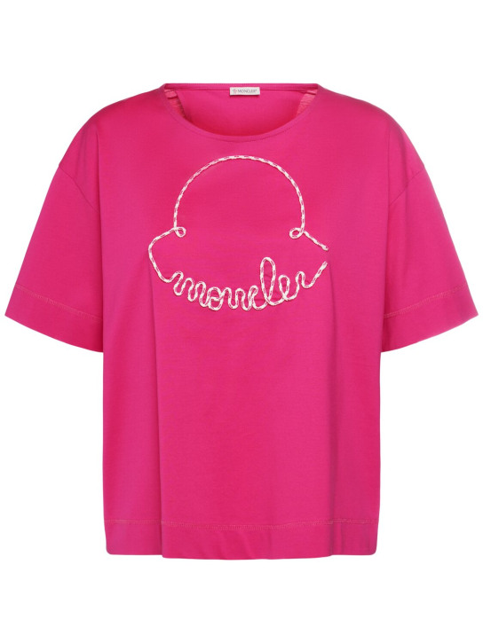 Moncler: 코튼 티셔츠 - 자홍색 - women_0 | Luisa Via Roma