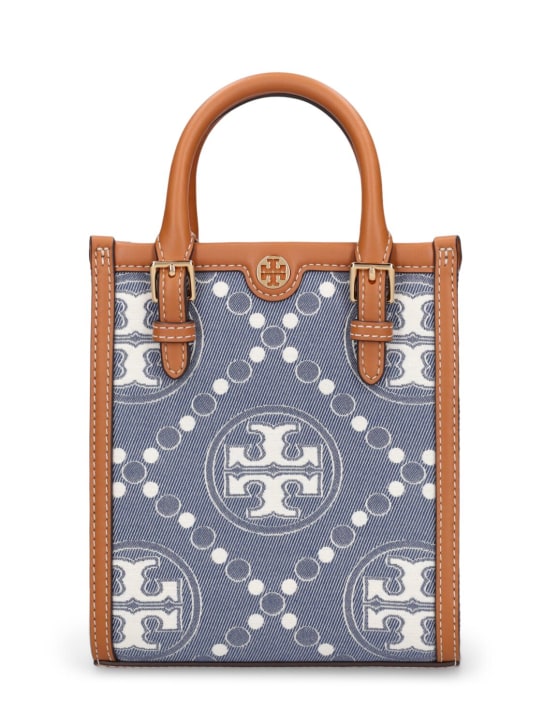 Tory Burch: Mini N/S T Monogram denim tote bag - women_0 | Luisa Via Roma