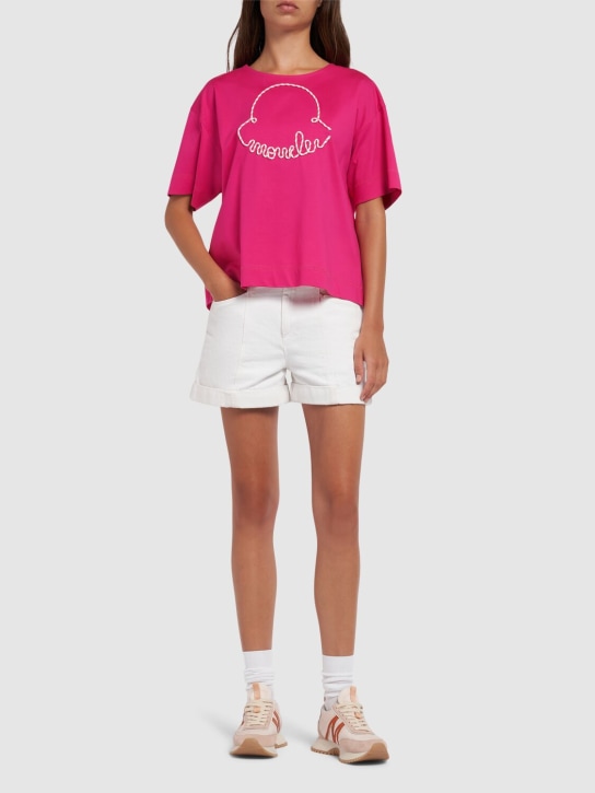 Moncler: 코튼 티셔츠 - 자홍색 - women_1 | Luisa Via Roma