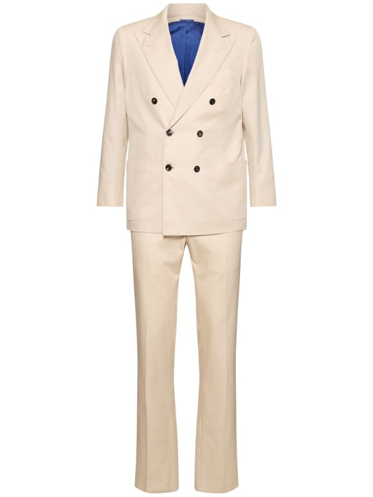 Kiton: Zweireihiger Anzug aus Baumwolle - Naturfarben - men_0 | Luisa Via Roma