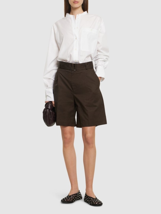 Soeur: Aurelie Bermuda cotton linen shorts - Kahverengi - women_1 | Luisa Via Roma