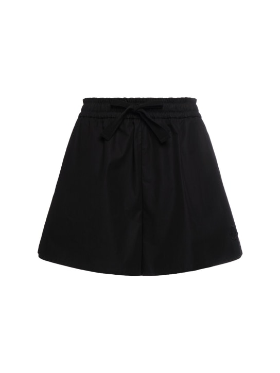 Moncler: Shorts in cotone - Nero - women_0 | Luisa Via Roma