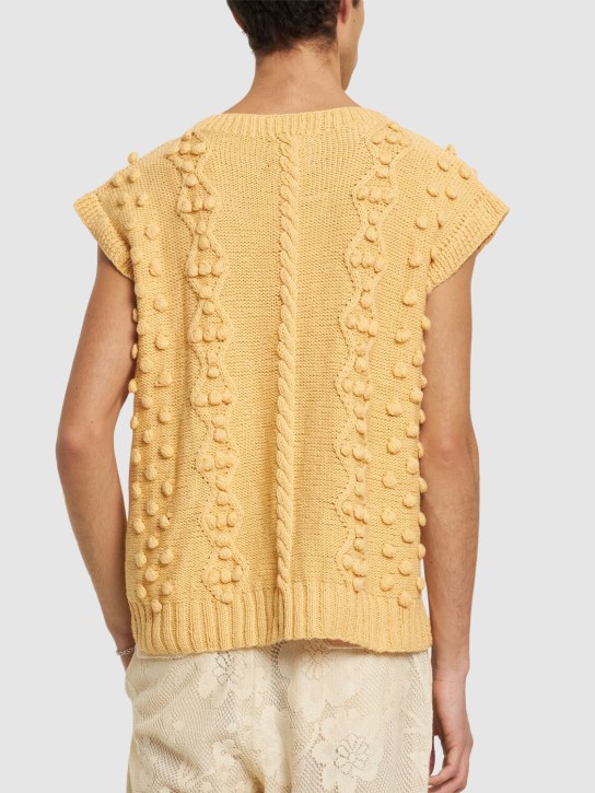 Harago: Cotton cable knit vest - Beige - men_2 | Luisa Via Roma
