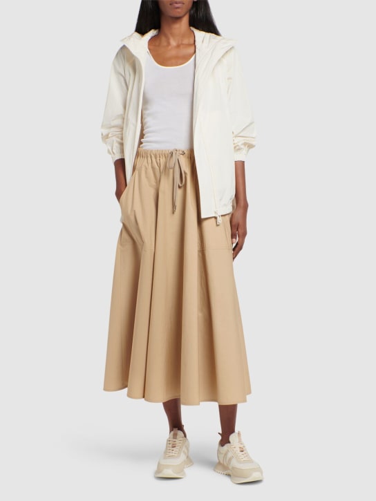 Moncler: Cotton poplin maxi skirt - Light Beige - women_1 | Luisa Via Roma