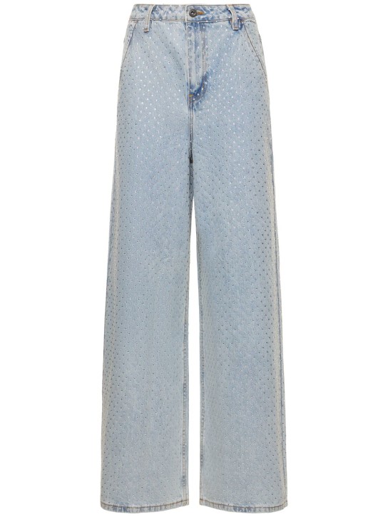 Self-portrait: Jeans anchos de denim de algodón - Azul - women_0 | Luisa Via Roma