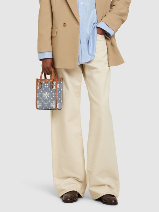 Tory Burch: Mini N/S T Monogram denim tote bag - women_1 | Luisa Via Roma