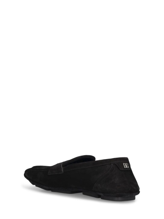 Dolce&Gabbana: DG Driver suede loafers - Black - men_3 | Luisa Via Roma