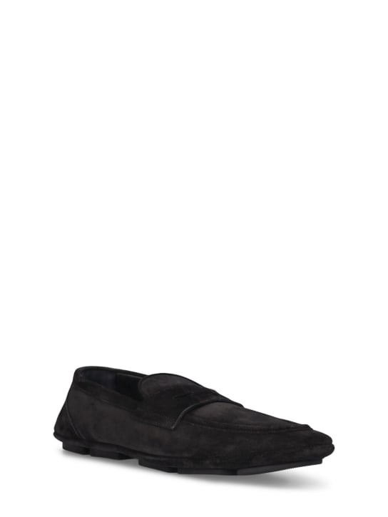 Dolce&Gabbana: DG Driver suede loafers - Black - men_2 | Luisa Via Roma