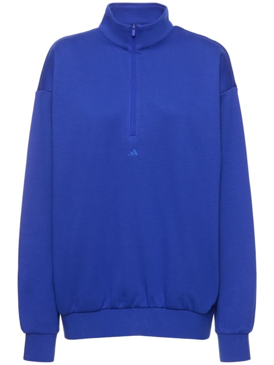 adidas Originals: Sweatshirt mit halbem Zipper "Basketball“ - Blau - women_0 | Luisa Via Roma