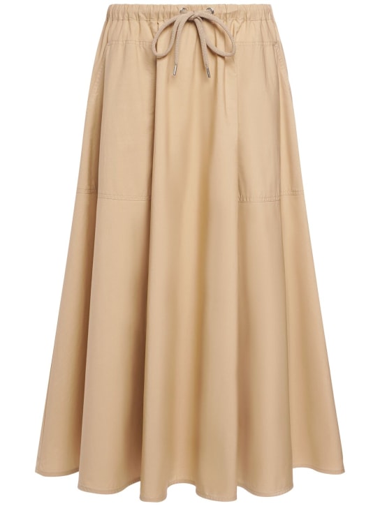 Moncler: Cotton poplin maxi skirt - Açık Bej - women_0 | Luisa Via Roma