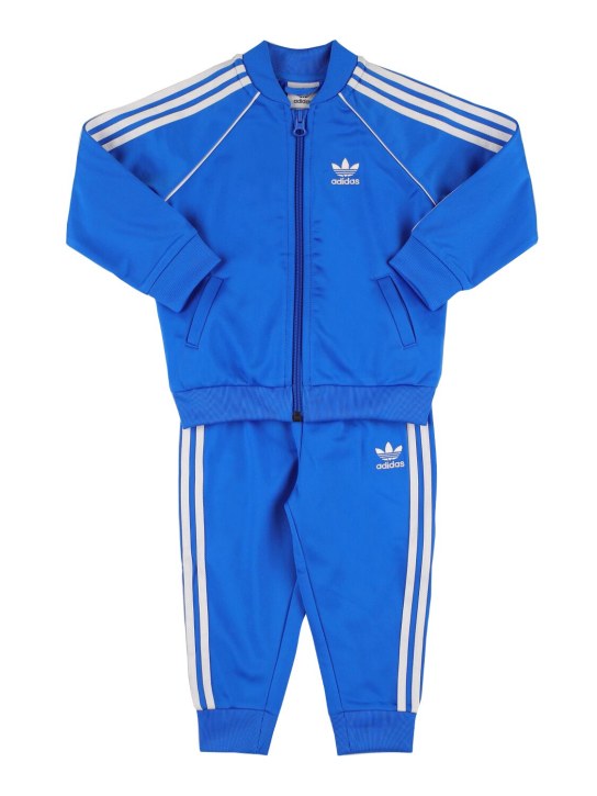 adidas Originals: Recycled poly blend track jacket & pants - Blue - kids-boys_0 | Luisa Via Roma