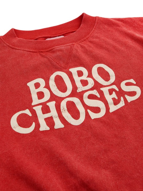 Bobo Choses: Sweat-shirt en coton biologique à col rond - Rouge - kids-girls_1 | Luisa Via Roma