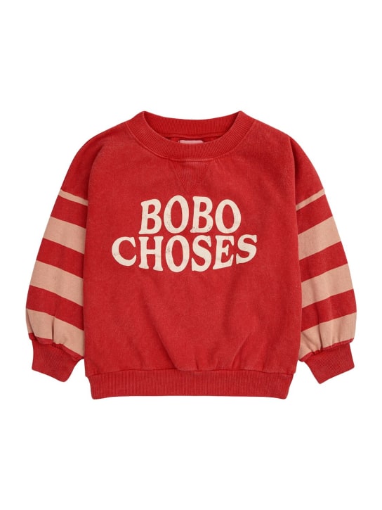 Bobo Choses: 有机棉圆领卫衣 - 红色 - kids-girls_0 | Luisa Via Roma