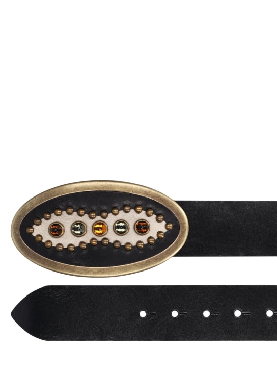 HTC Los Angeles: Cinturón de piel con tachuelas 4,2cm - Negro - women_1 | Luisa Via Roma