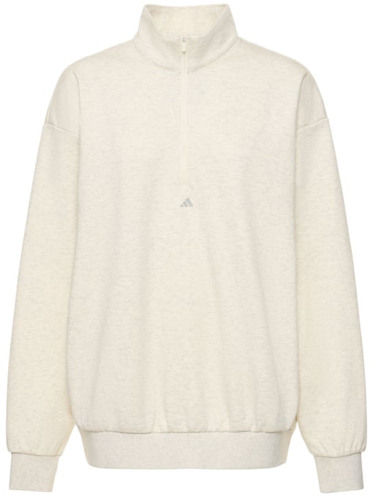 adidas Originals: Sweatshirt mit halbem Zipper "Basketball“ - Beige - women_0 | Luisa Via Roma