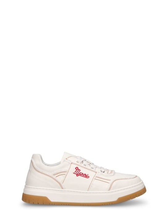 Marni Junior: Sneakers de denim de algodón con cordones - Blanco - kids-girls_0 | Luisa Via Roma