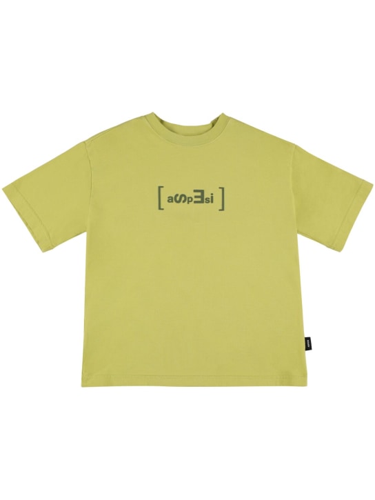 ASPESI: Logo印花棉质平纹针织T恤 - 黄色 - kids-boys_0 | Luisa Via Roma