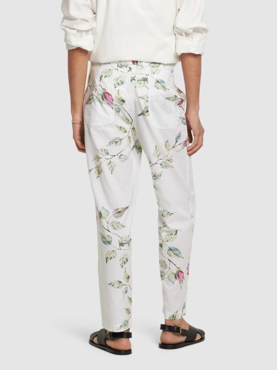 Harago: Pantaloni in cotone stampato - Off White - men_2 | Luisa Via Roma