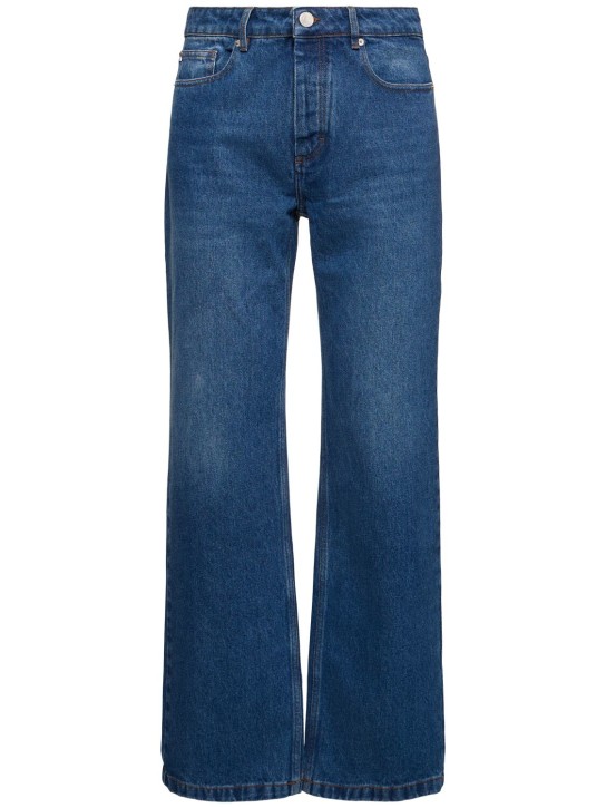 AMI Paris: Jeans rectos de denim de algodón - Azul - men_0 | Luisa Via Roma