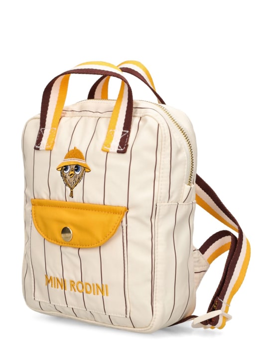Mini Rodini: Embroidered recycled tech backpack - Off White - kids-boys_1 | Luisa Via Roma