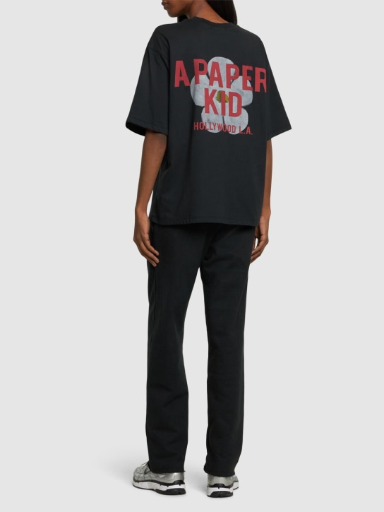 A Paper Kid: T-shirt unisex Black Flower - Nero - women_1 | Luisa Via Roma