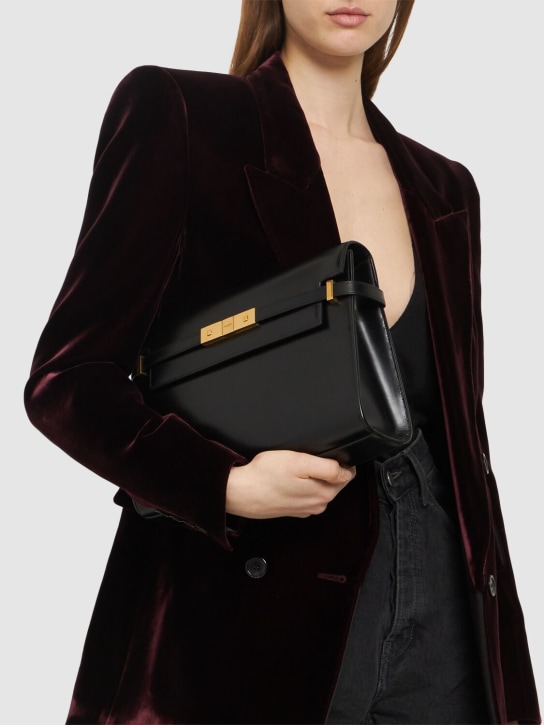 Saint Laurent: Sac porté épaule en cuir Manhattan Box - Noir - women_1 | Luisa Via Roma