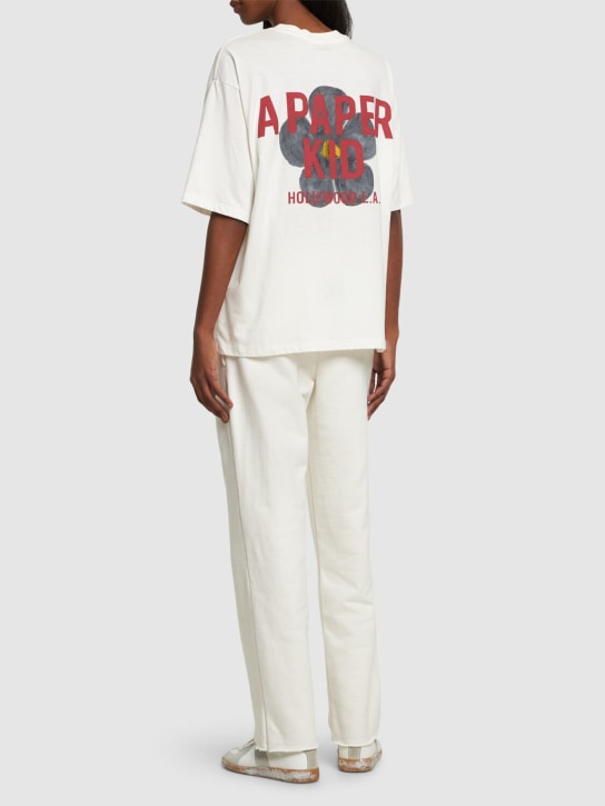 A Paper Kid: Unisex-T-Shirt mit Blumenmotiv - Creme - women_1 | Luisa Via Roma