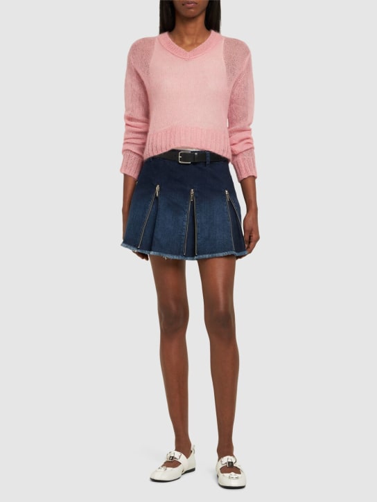 Cannari Concept: Pleated denim mini skirt w/ zips - Mavi - women_1 | Luisa Via Roma