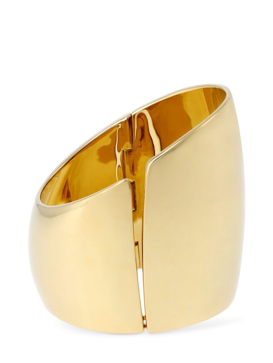 Saint Laurent: Asymmetric split brass cuff bracelet - Gold - women_0 | Luisa Via Roma