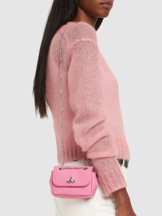 Vivienne Westwood: Small leather shoulder bag w/chain - Pink - women_1 | Luisa Via Roma