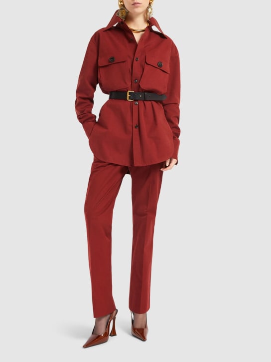 Saint Laurent: Cotton twill pants - Rouge - women_1 | Luisa Via Roma