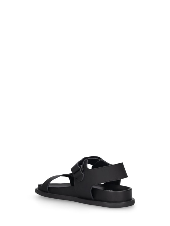 Dsquared2: Logo print leather strap sandals - Black - kids-boys_3 | Luisa Via Roma