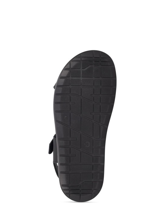 Dsquared2: Logo print leather strap sandals - Black - kids-boys_4 | Luisa Via Roma