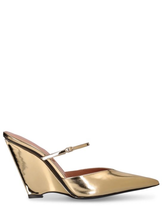 D'accori: 100毫米Rube金属色皮革坡跟鞋 - 金色 - women_0 | Luisa Via Roma