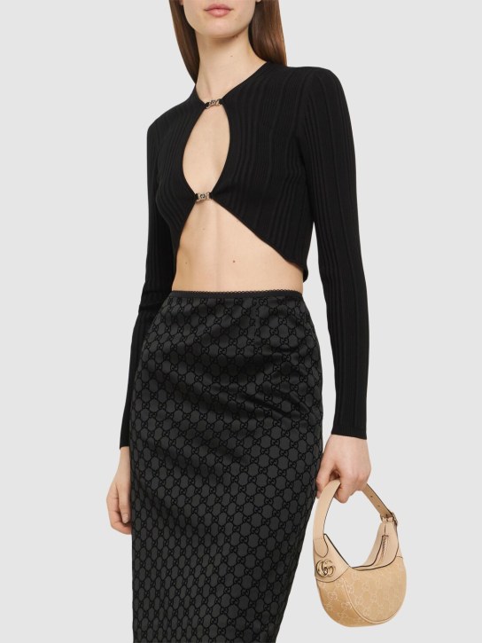 Gucci: Mini Ophidia GG denim shoulder bag - Beige - women_1 | Luisa Via Roma