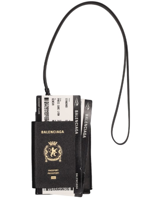 Balenciaga: Passport leather phone holder - men_0 | Luisa Via Roma