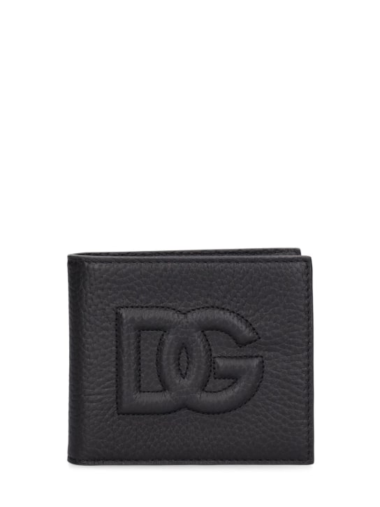 Dolce&Gabbana: Brieftasche aus geprägtem Leder „DG“ - Schwarz - men_0 | Luisa Via Roma