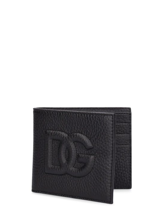Dolce&Gabbana: DG 엠보싱 가죽 비폴드 지갑 - 블랙 - men_1 | Luisa Via Roma