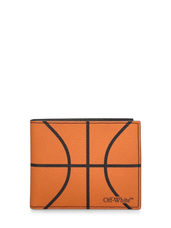 Off-White: Portefeuille à deux volets en cuir Basketball - Orange - men_0 | Luisa Via Roma