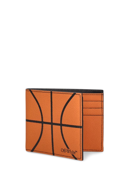 Off-White: Portefeuille à deux volets en cuir Basketball - Orange - men_1 | Luisa Via Roma