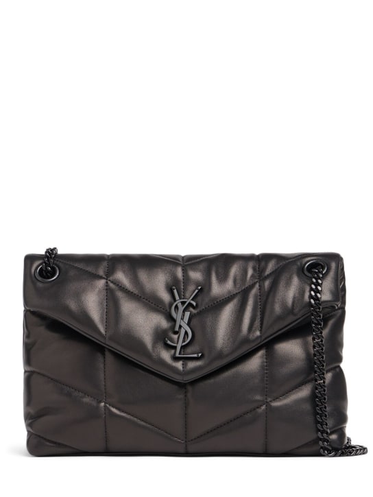 Saint Laurent: Small Puffer leather shoulder bag - Black - women_0 | Luisa Via Roma