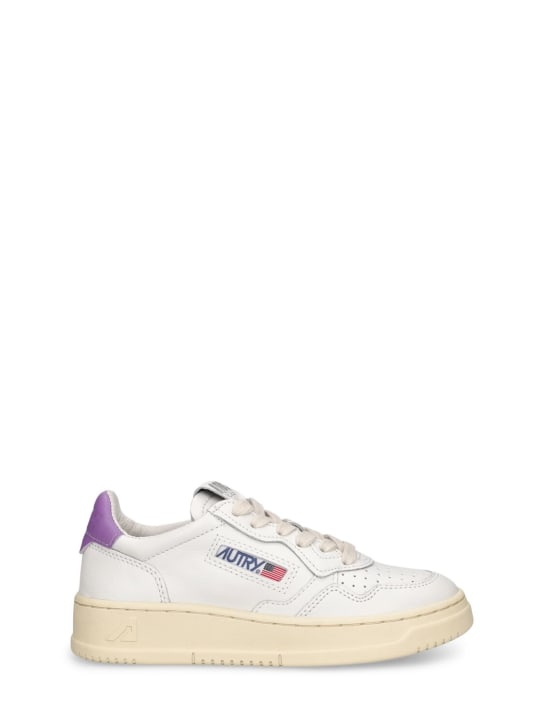 Autry: Medalist low lace-up sneakers - White/Purple - kids-girls_0 | Luisa Via Roma