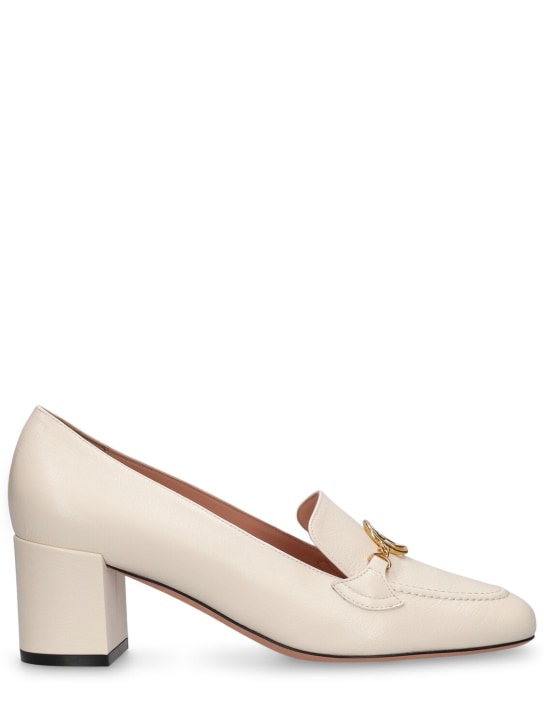 Bally: 50mm Obrien leather loafers - Off White - women_0 | Luisa Via Roma