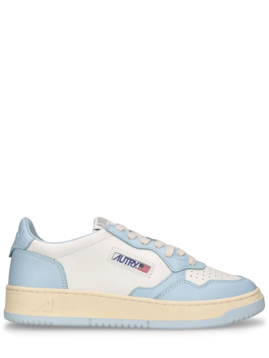 Autry: Medalist low leather sneakers - White/Blue - women_0 | Luisa Via Roma