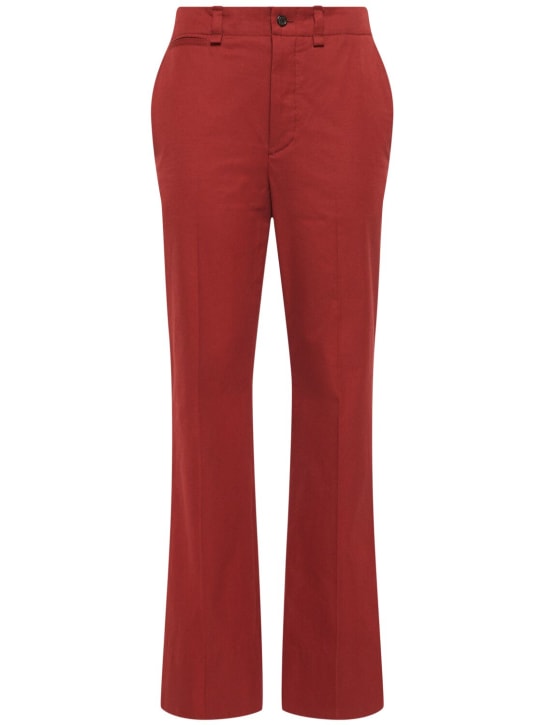 Saint Laurent: Pantalones de sarga de algodón - Rouge - women_0 | Luisa Via Roma