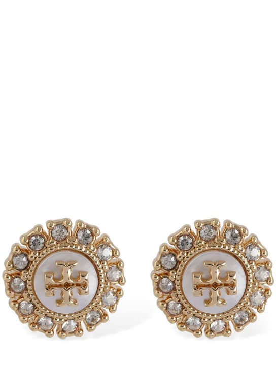 Tory Burch: Kira crystal stud earrings - Gümüş - women_0 | Luisa Via Roma