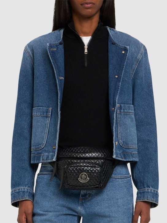 Moncler: Felicie nylon laqué belt bag - ブラック - women_1 | Luisa Via Roma